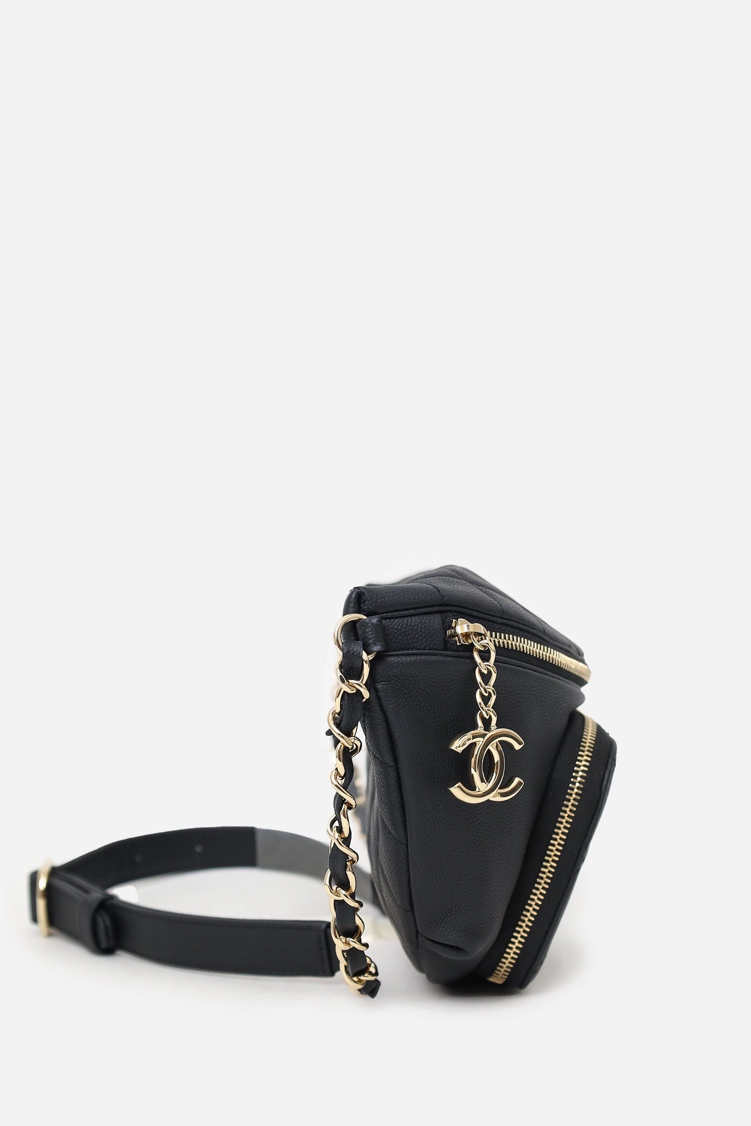 Pre-Loved Chanel 2018-19 Black Caviar Leather Business Affinity Bumbag