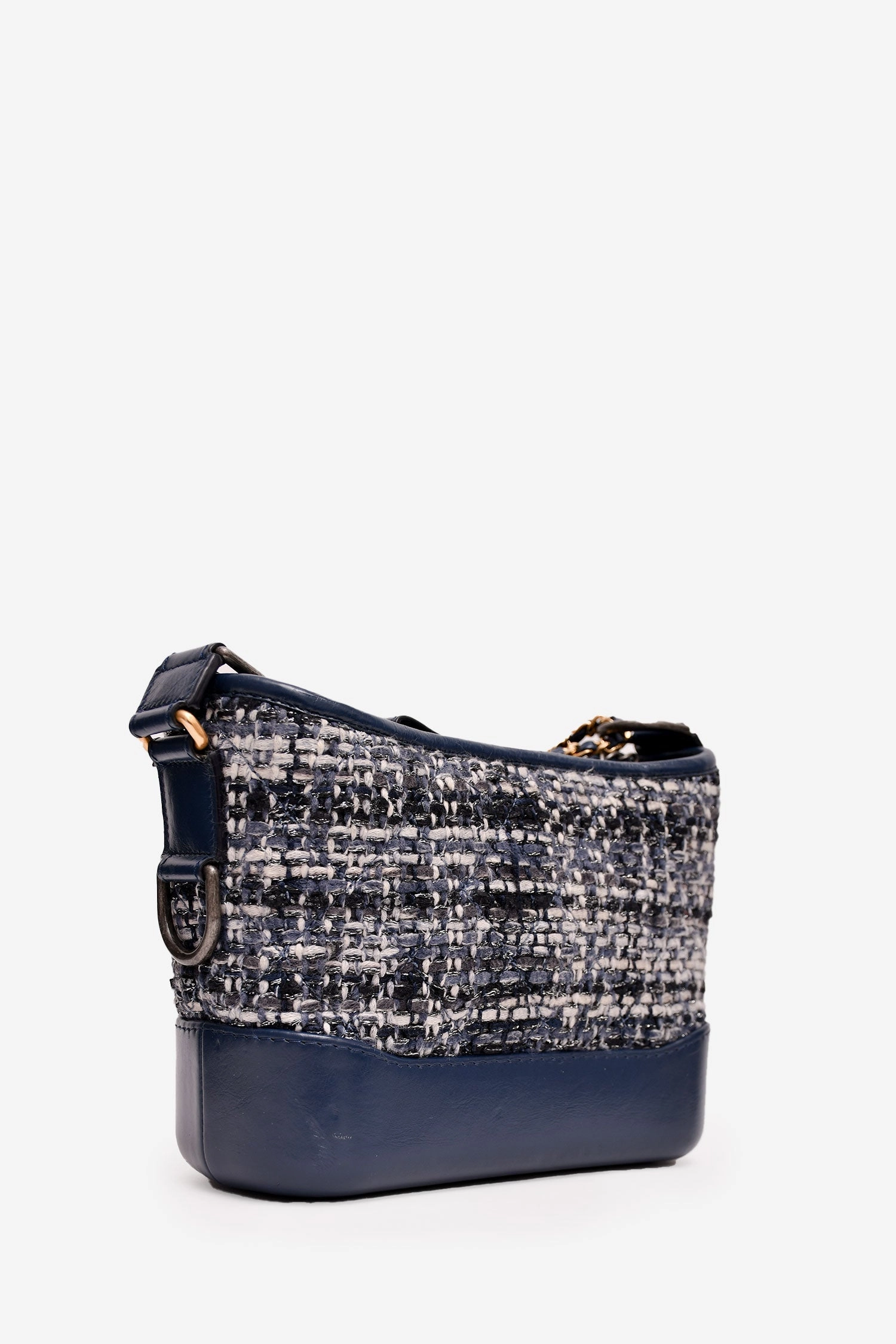 Pre-Loved Chanel 2018 Blue Tweed/Leather Small Gabrielle Chain Bag