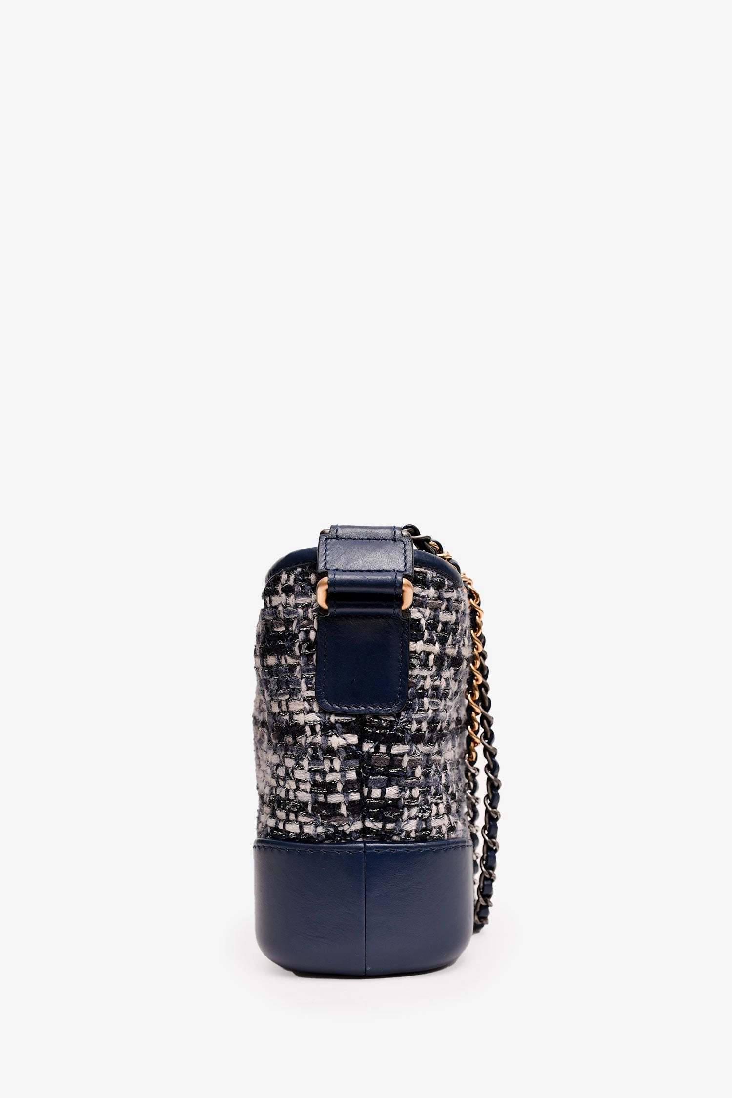Pre-Loved Chanel 2018 Blue Tweed/Leather Small Gabrielle Chain Bag