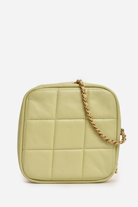 Pre-Loved Chanel 2019-2020 Green Lambskin Leather Diamond CC Crossbody