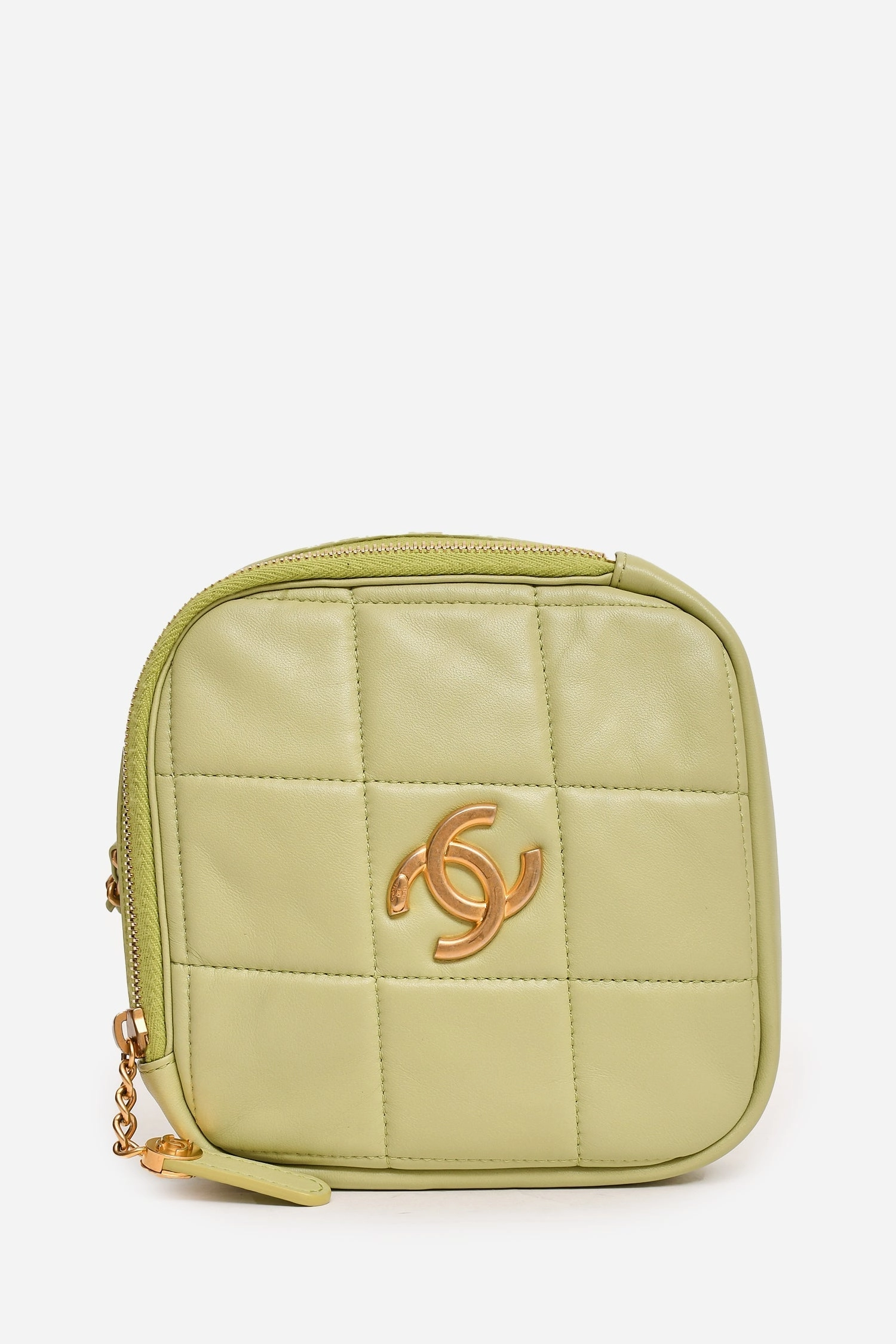 Pre-Loved Chanel 2019-2020 Green Lambskin Leather Diamond CC Crossbody
