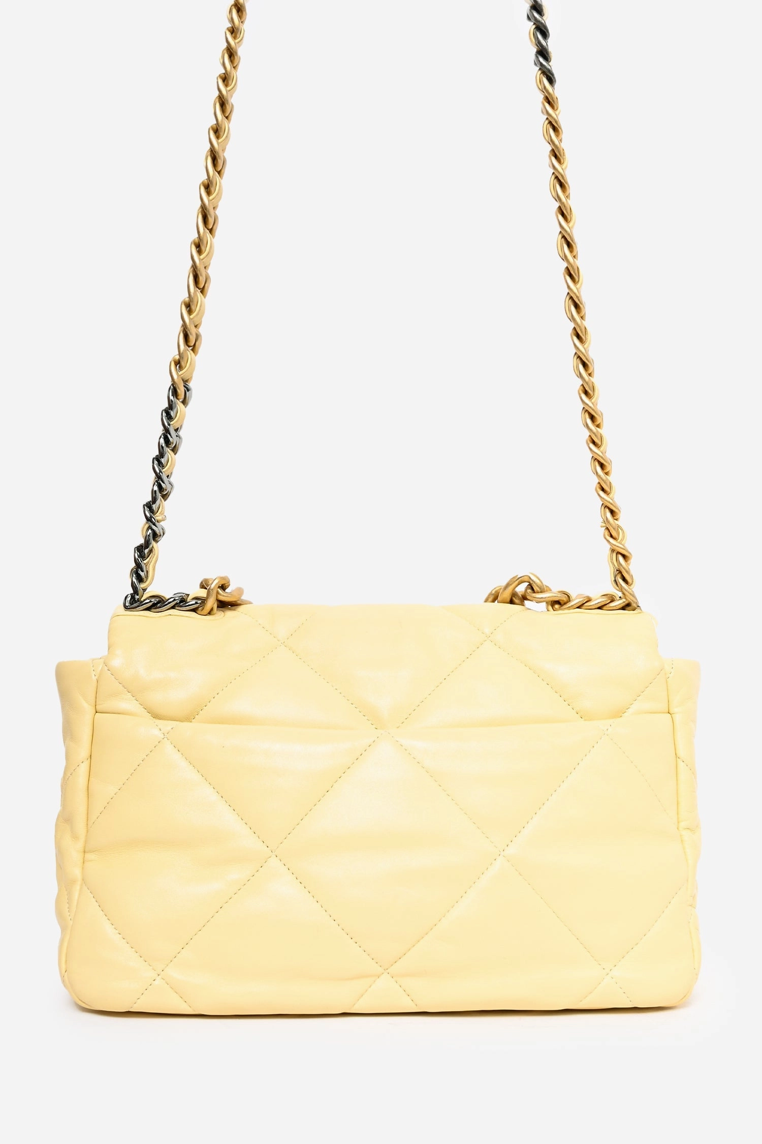 Pre-Loved Chanel 2019/2020 Yellow Lambskin Leather Quilted CC Flap Bag