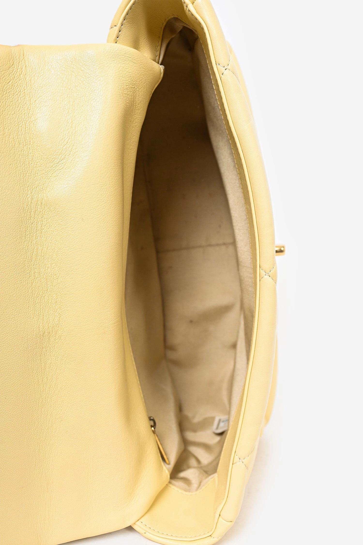 Pre-Loved Chanel 2019/2020 Yellow Lambskin Leather Quilted CC Flap Bag