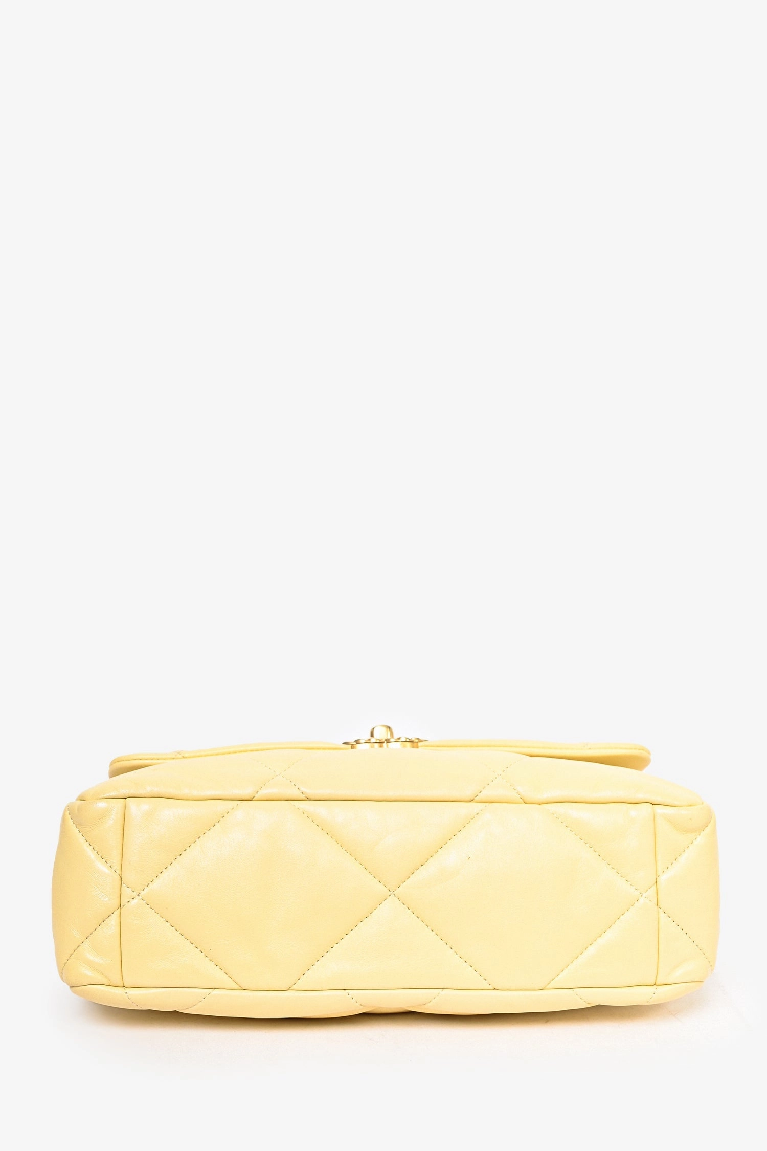 Pre-Loved Chanel 2019/2020 Yellow Lambskin Leather Quilted CC Flap Bag