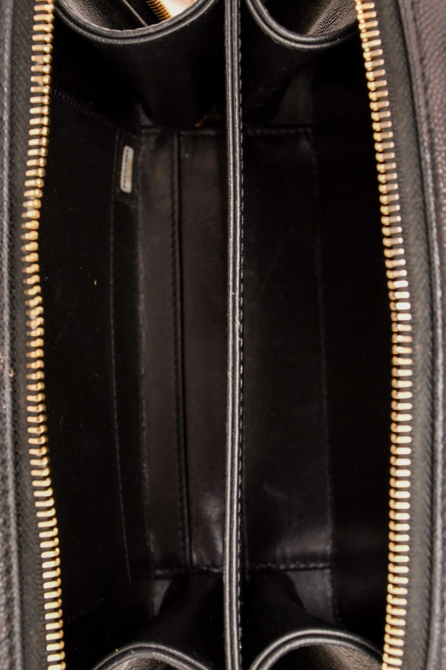 Pre-Loved Chanel 2019-20 Black Caviar Leather Filigree Small Vanity Case Crossbody