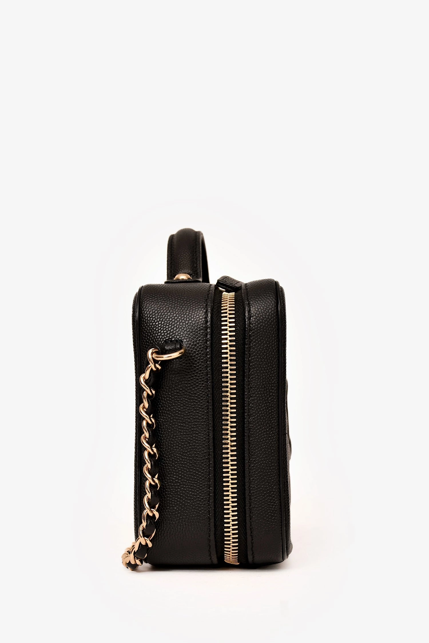 Pre-Loved Chanel 2019-20 Black Caviar Leather Filigree Small Vanity Case Crossbody