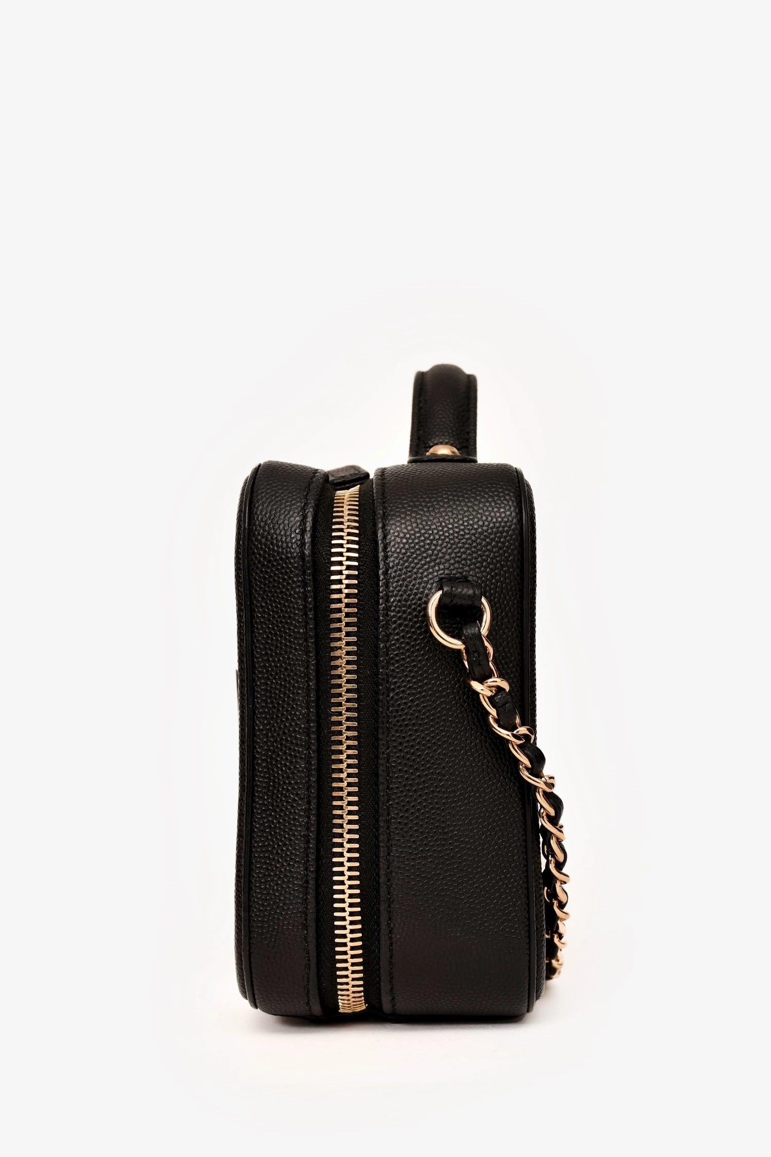 Pre-Loved Chanel 2019-20 Black Caviar Leather Filigree Small Vanity Case Crossbody
