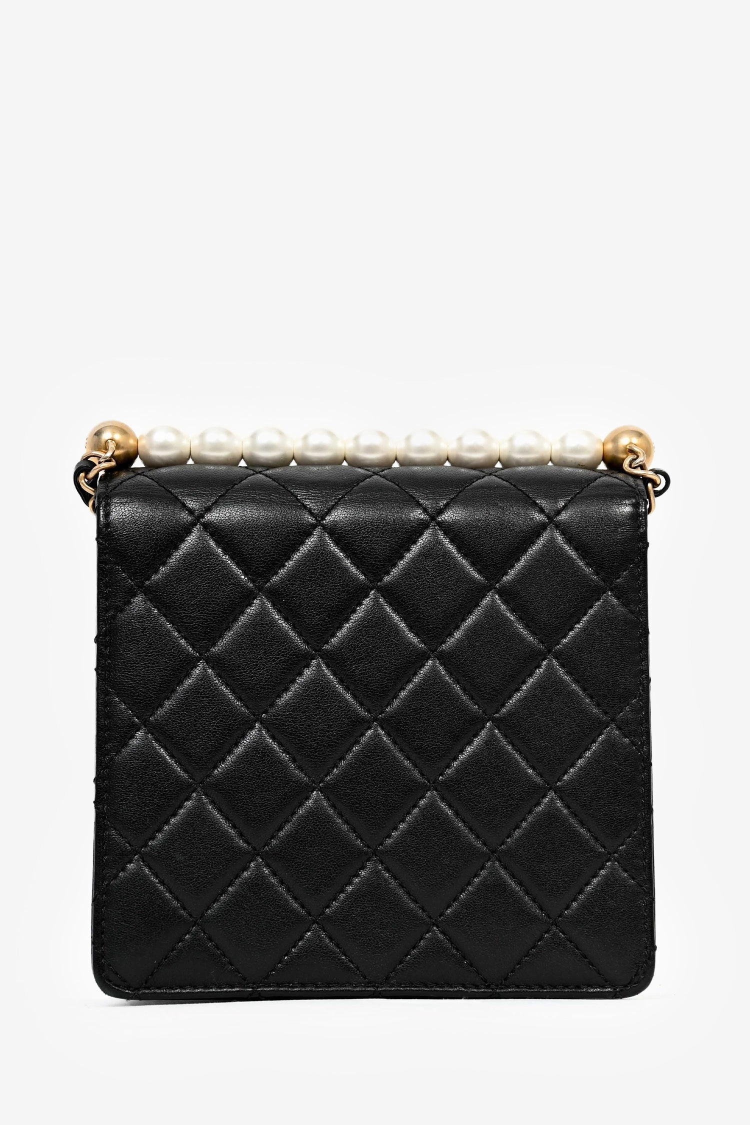 Pre-Loved Chanel 2019 Black Leather Chic Pearl Swaure Flap Bag