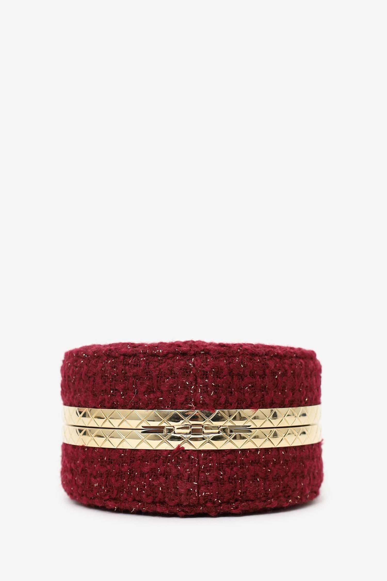 Pre-Loved Chanel 2022 Burgundy Tweed Vanity Clutch on Chain