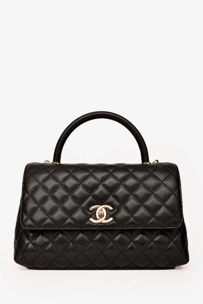 Pre-Loved Chanel Black Caviar Leather Small Coco Handle with Strap