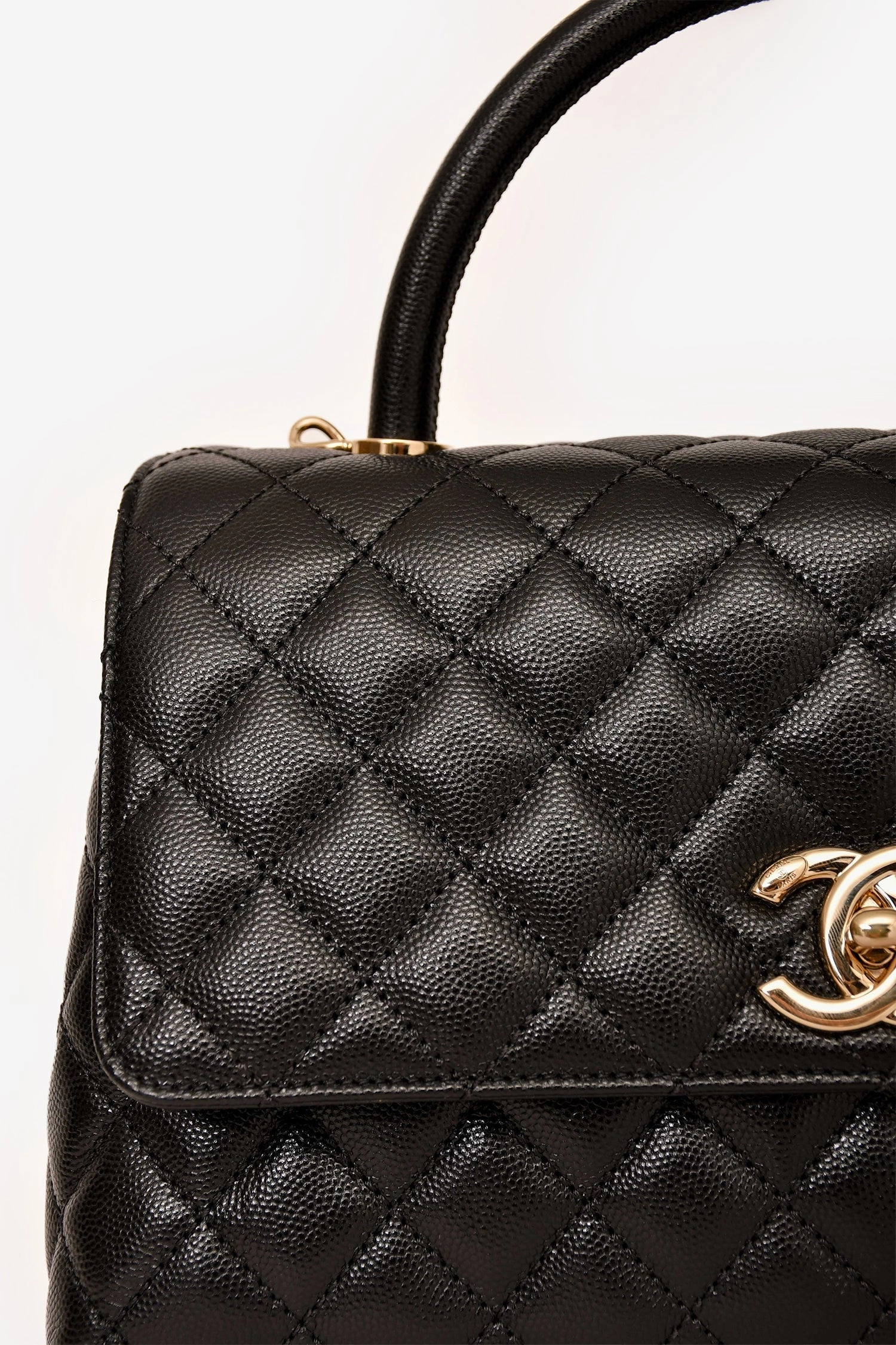 Pre-Loved Chanel Black Caviar Leather Small Coco Handle with Strap