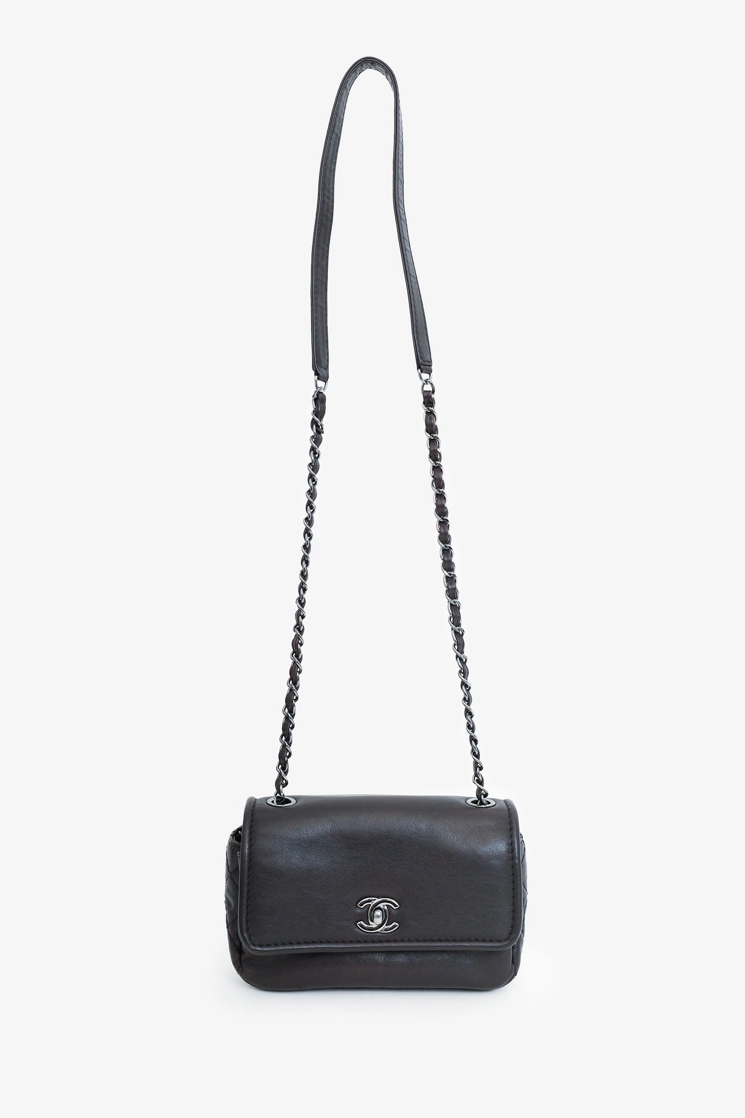 Pre-Loved Chanel Chanel 2013-14 Dark Brown Calfskin Mini Rectangle Flap Bag