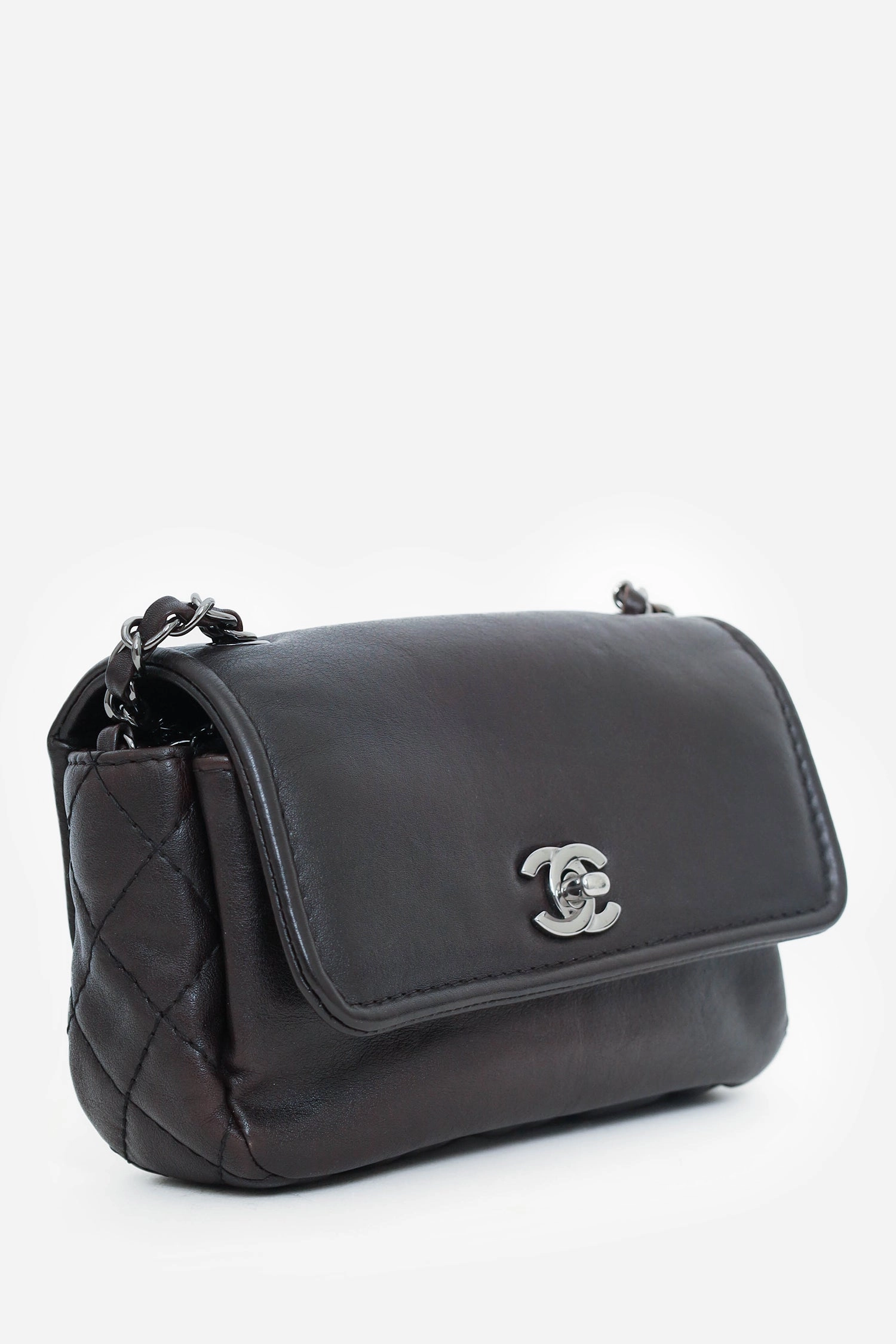 Pre-Loved Chanel Chanel 2013-14 Dark Brown Calfskin Mini Rectangle Flap Bag