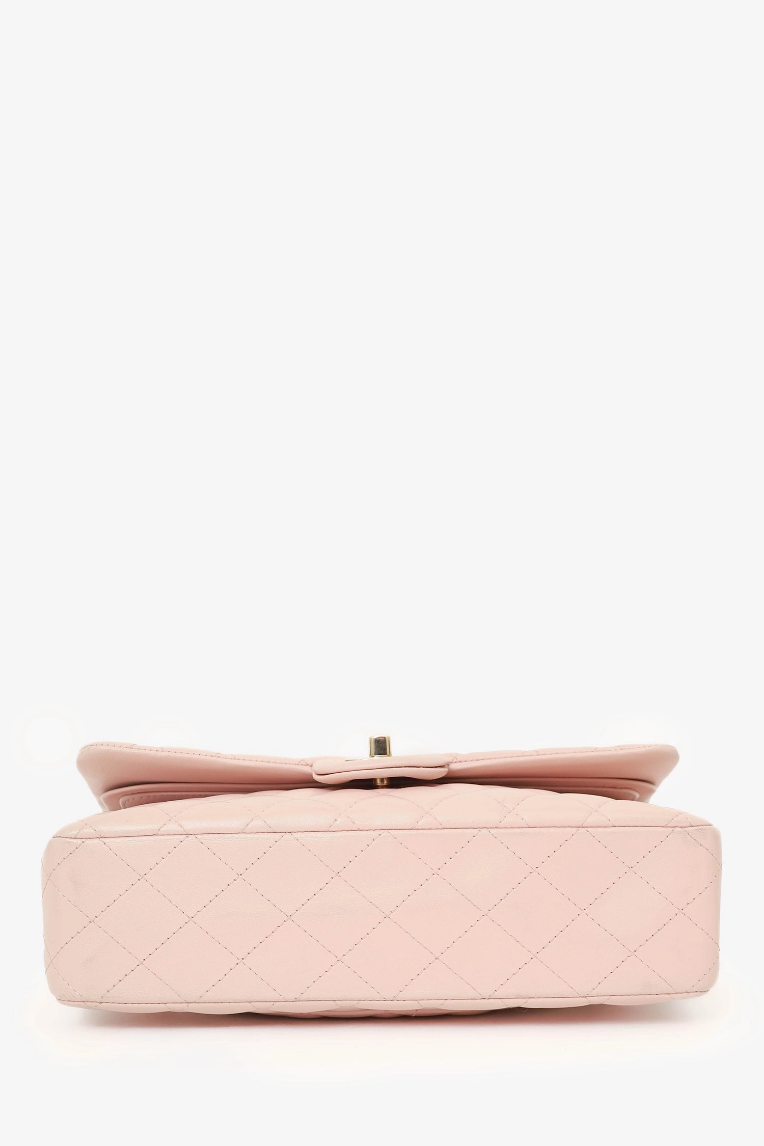 Pre-Loved Chanel Light Pink Lambskin Medium Classic Double Flap Bag 'Refurbished'