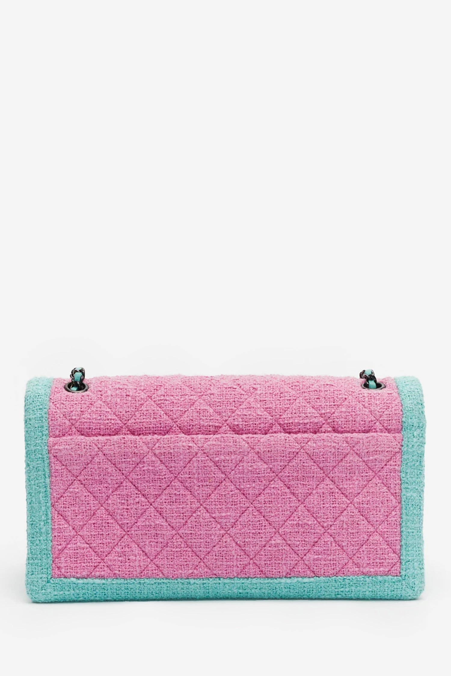 Pre-Loved Chanel Pink/Blue Tweed Flap Bag