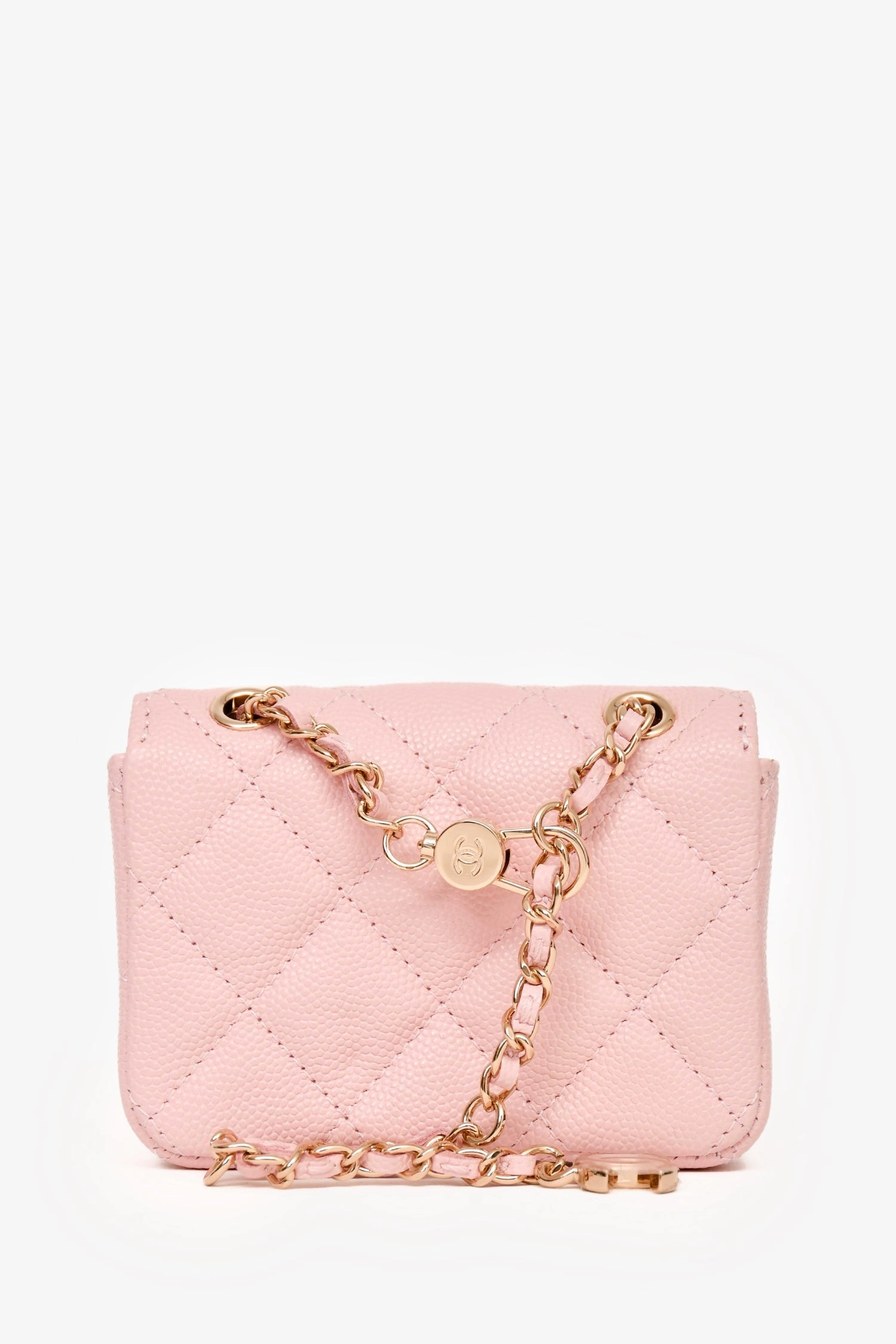 Pre-Loved Chanel Pink Caviar Leather Chain Belt Bag
