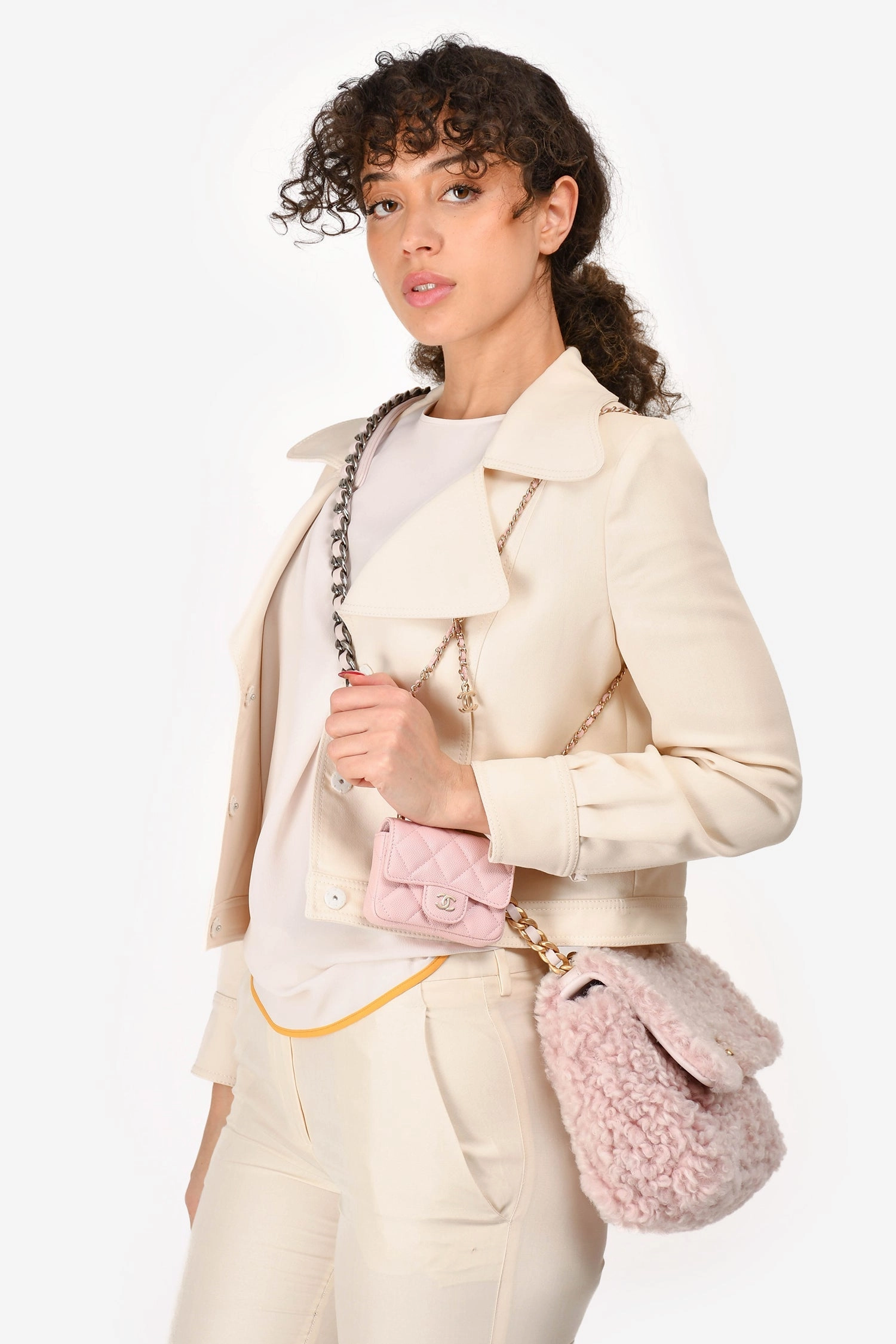 Pre-Loved Chanel Pink Caviar Leather Chain Belt Bag