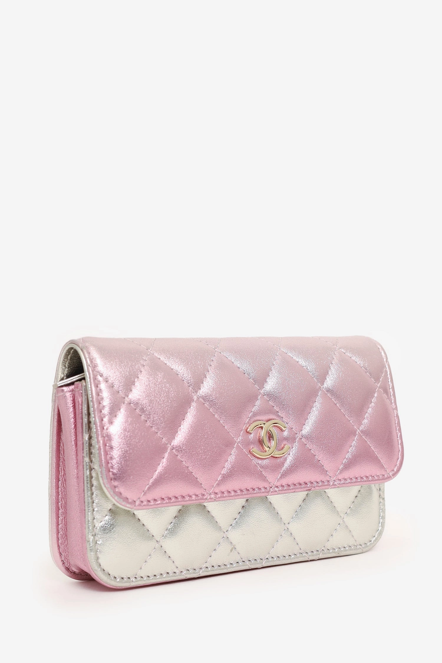 Pre-Loved Chanel Pink/Silver Quilted Lambskin 'Coco Punk' Flap Clutch with Chain