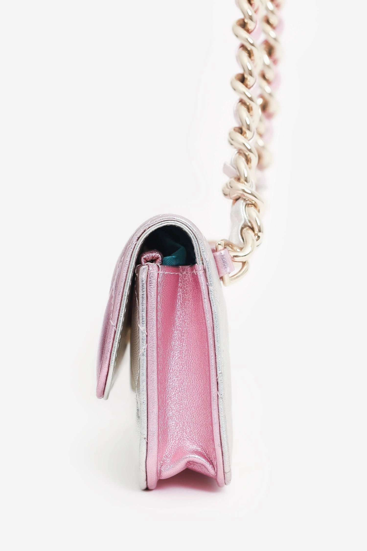 Pre-Loved Chanel Pink/Silver Quilted Lambskin 'Coco Punk' Flap Clutch with Chain