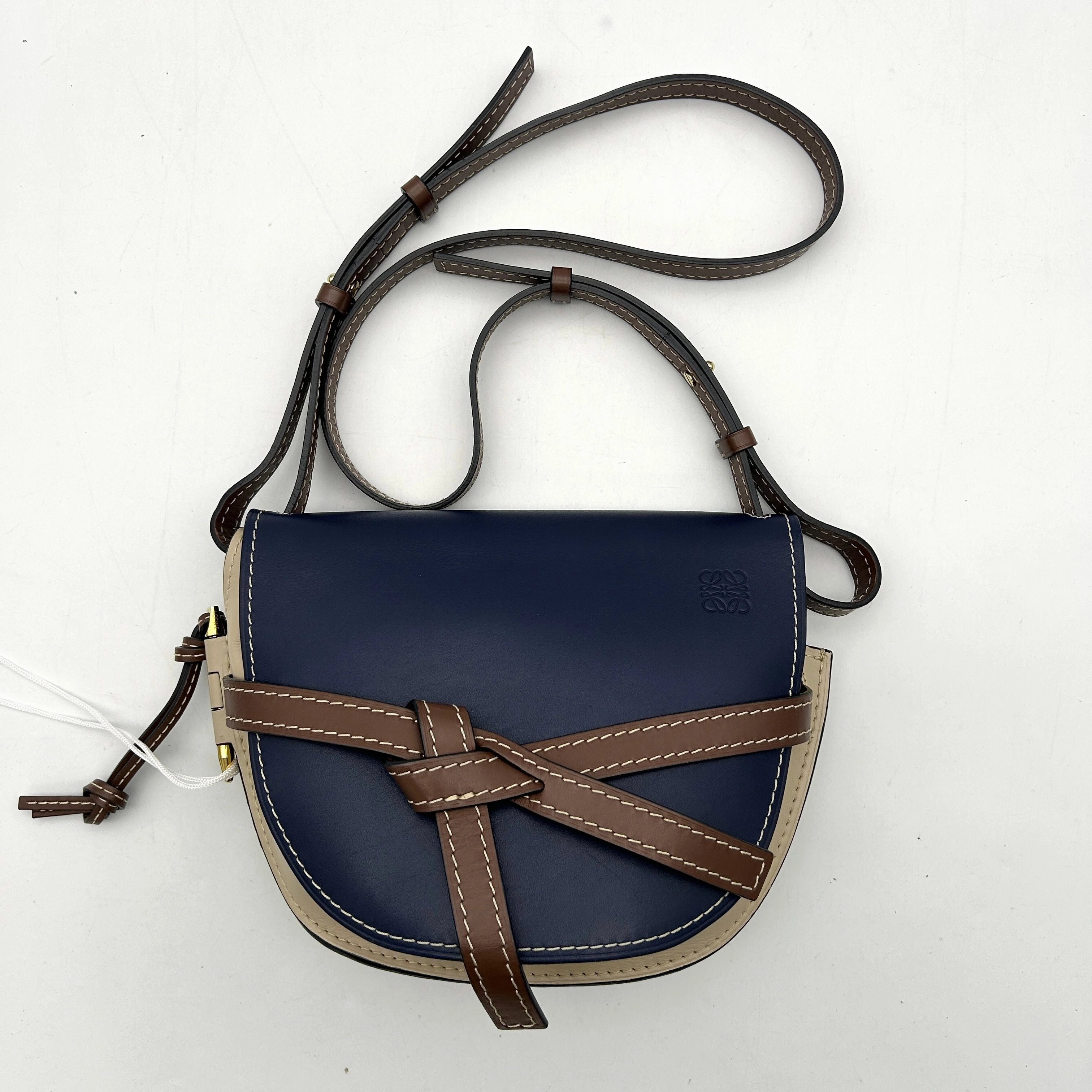 Pre-owned LOEWE Calfskin Small Gate Crossbody Bag Blue LA35685