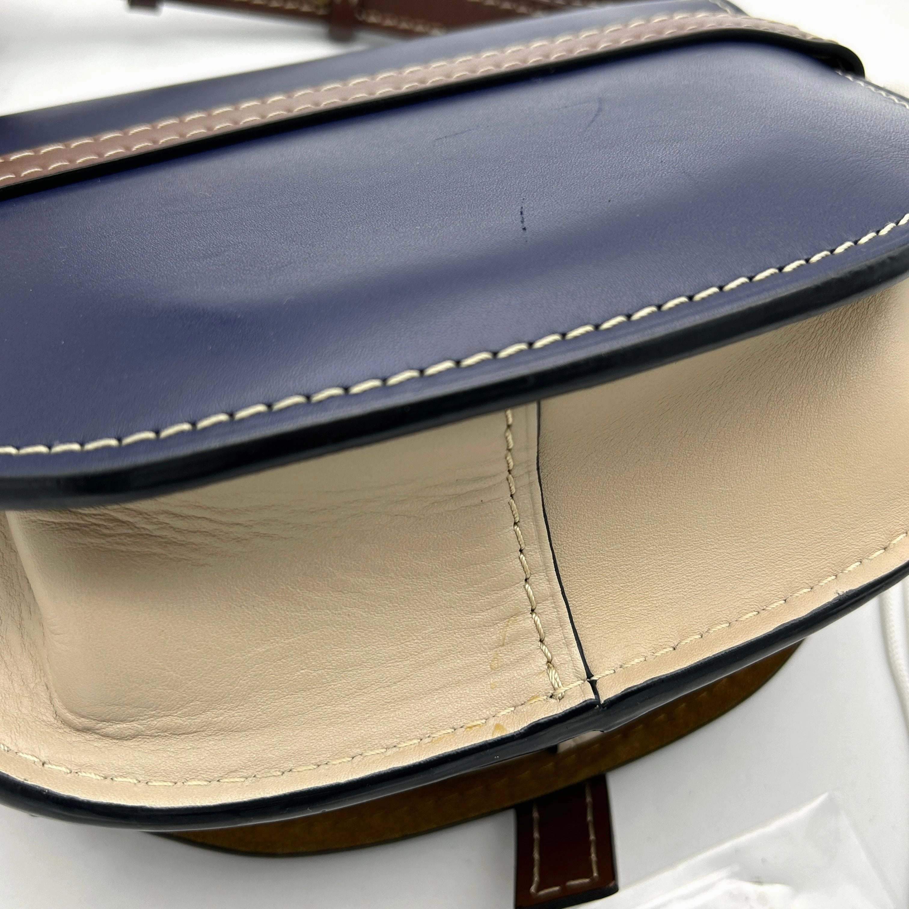 Pre-owned LOEWE Calfskin Small Gate Crossbody Bag Blue LA35685