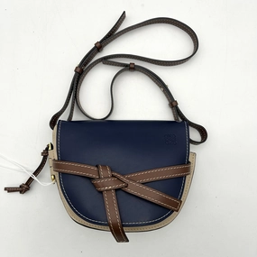 Pre-owned LOEWE Calfskin Small Gate Crossbody Bag Blue LA35685