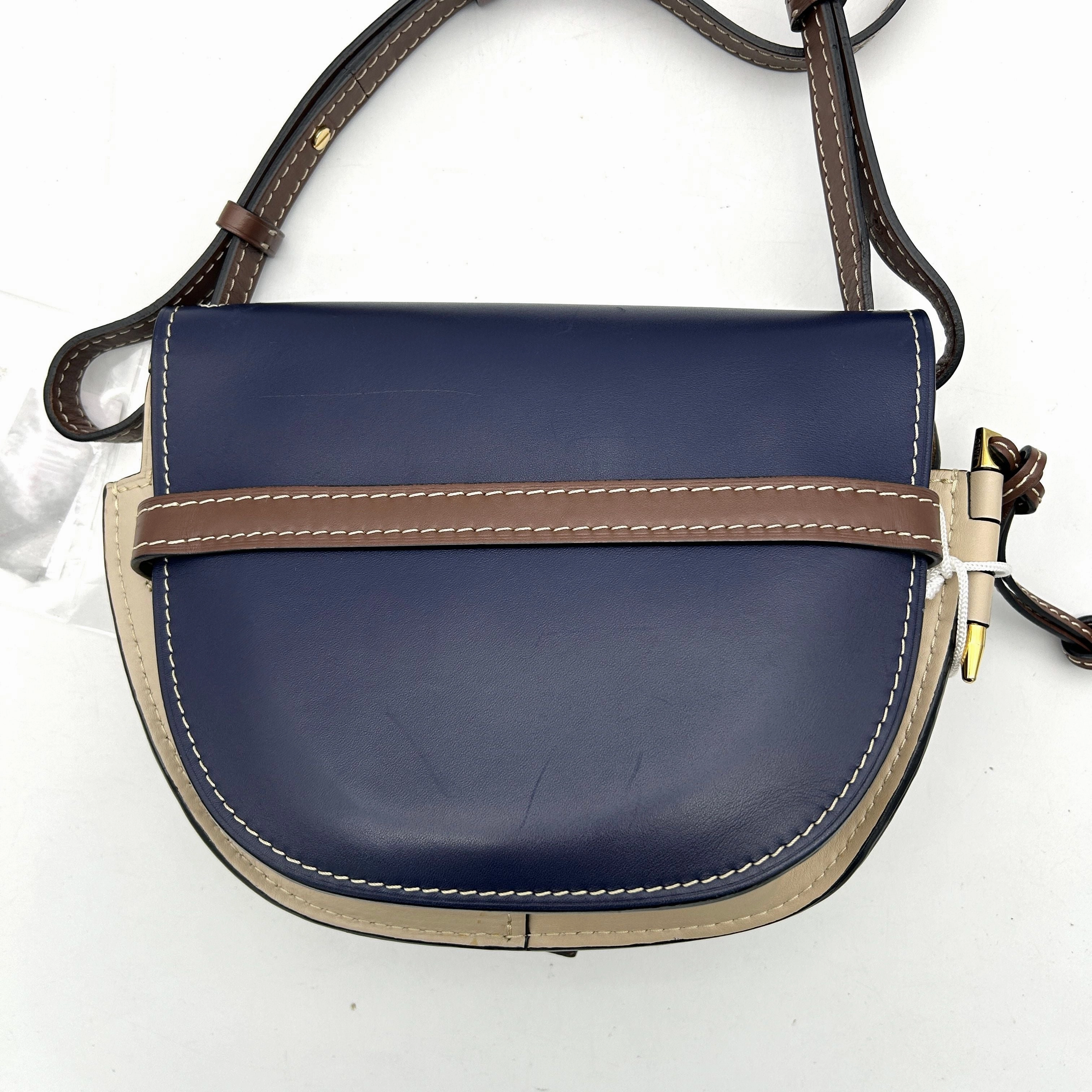 Pre-owned LOEWE Calfskin Small Gate Crossbody Bag Blue LA35685
