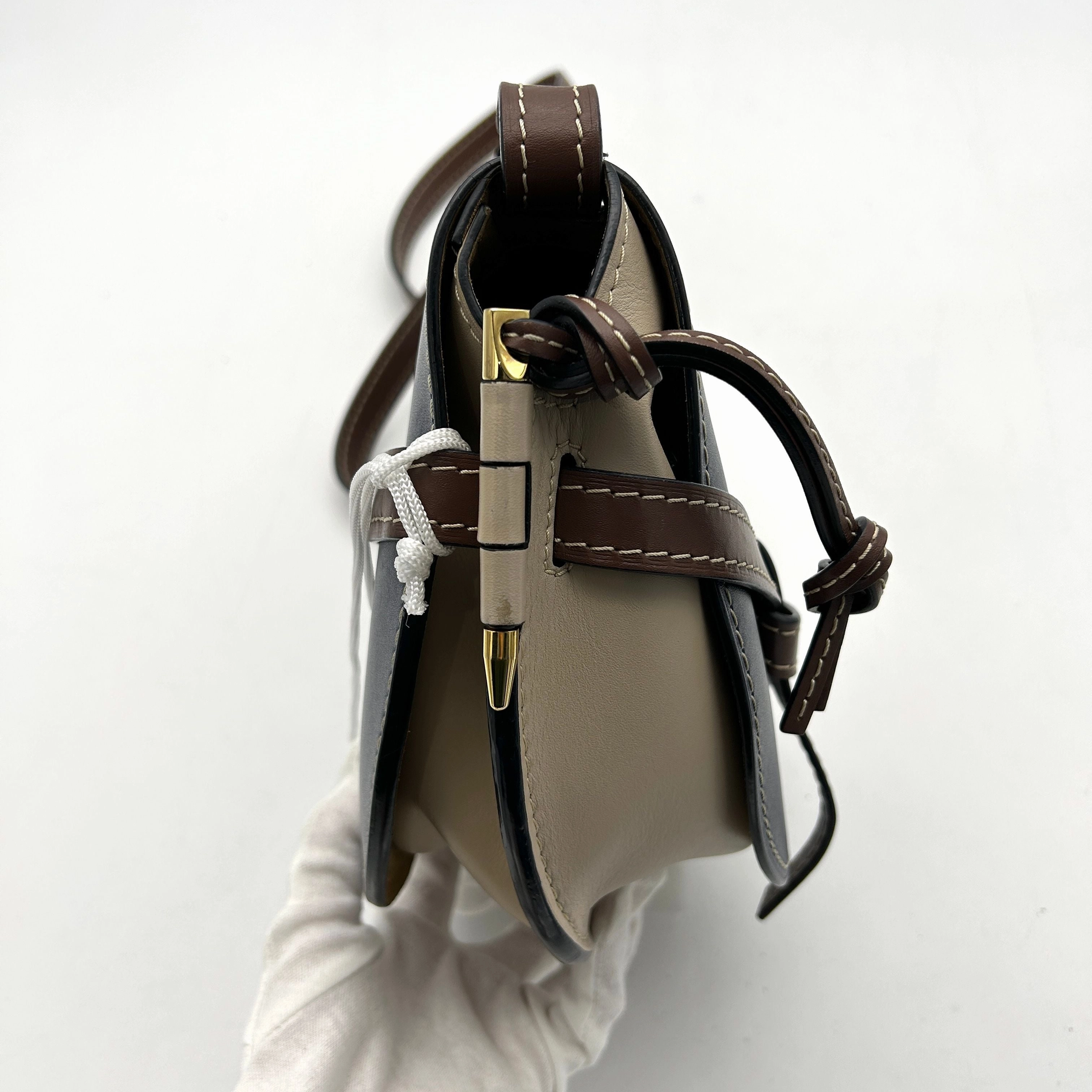 Pre-owned LOEWE Calfskin Small Gate Crossbody Bag Blue LA35685