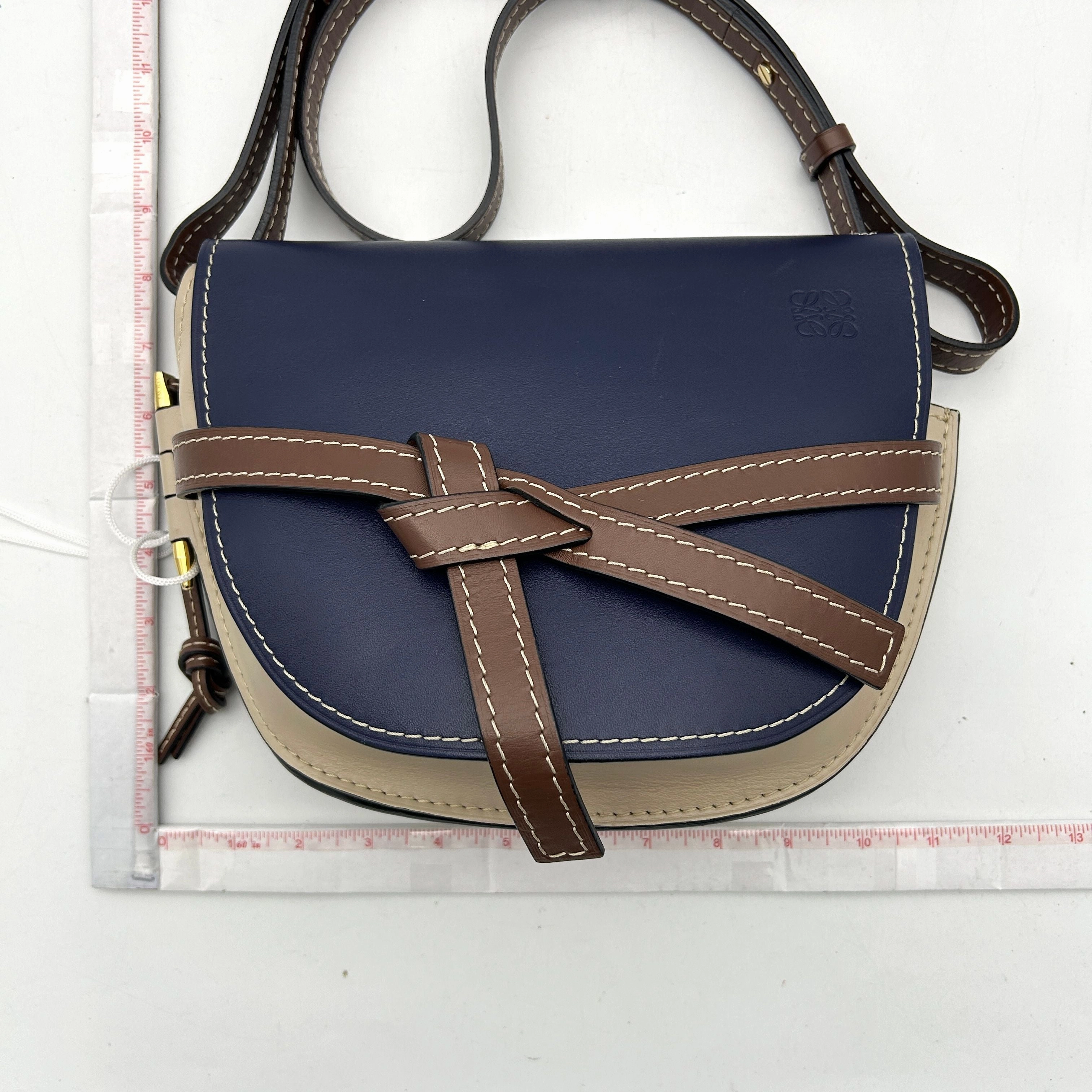 Pre-owned LOEWE Calfskin Small Gate Crossbody Bag Blue LA35685