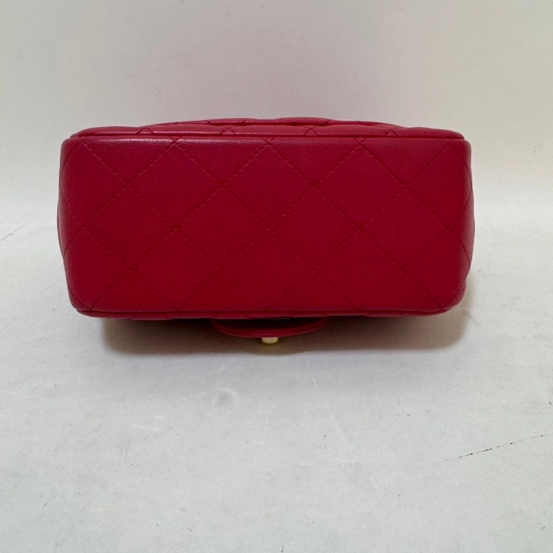 Preloved Chanel CF Mini Square Bag Red Leather Crossbody
