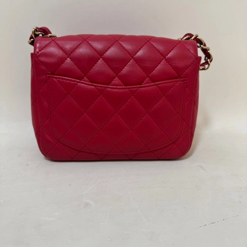 Preloved Chanel CF Mini Square Bag Red Leather Crossbody