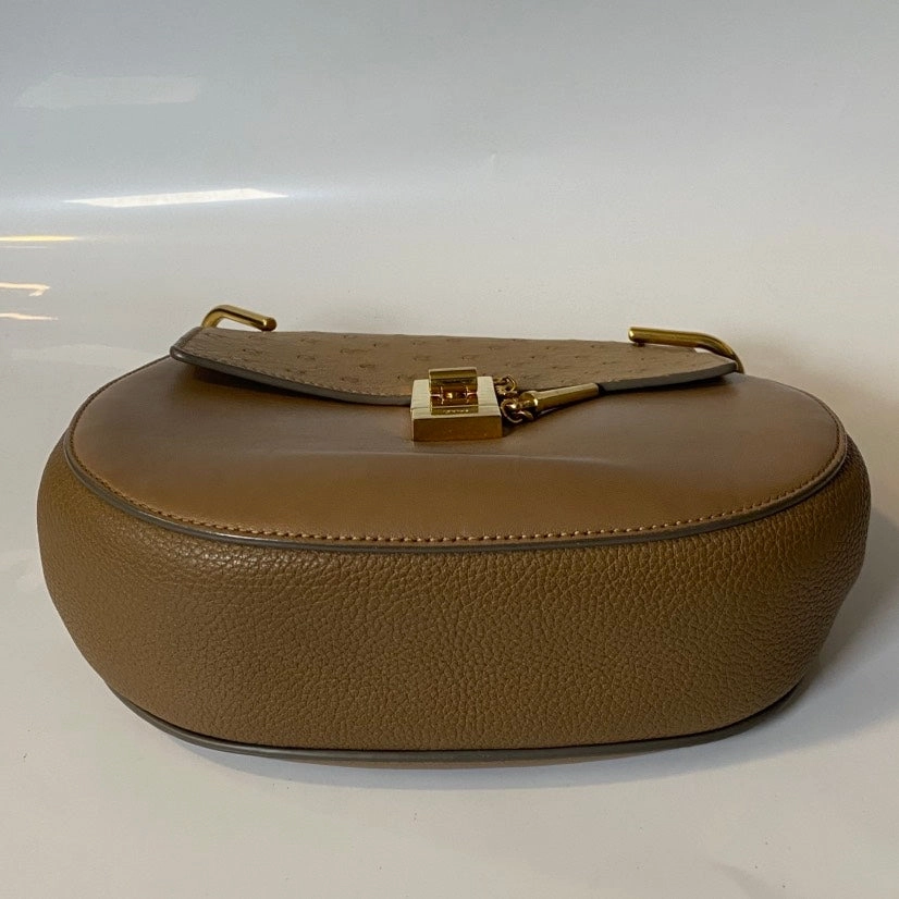 Preloved Chlo Drew Small Saddle Bag Beige Leather Crossbody