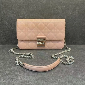 Preloved Dior Diorama Flap Bag Nude Pink Leather Crossbody