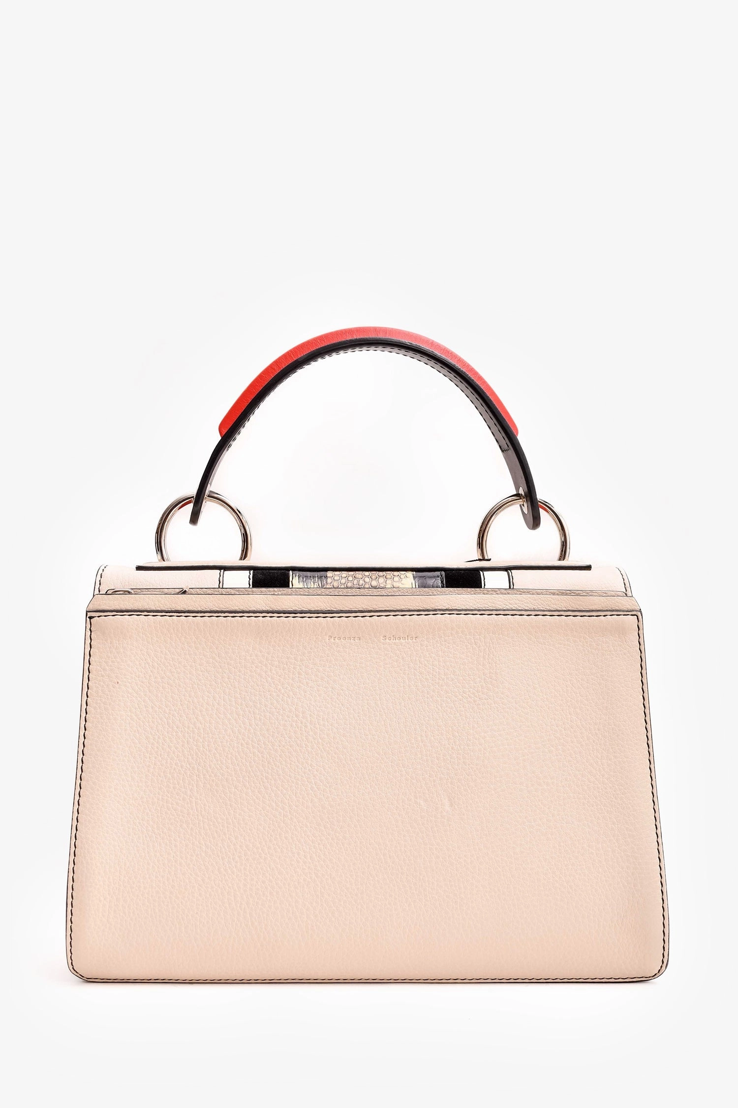 Proenza Beige Leather Snake Embossed Top Handle Bag