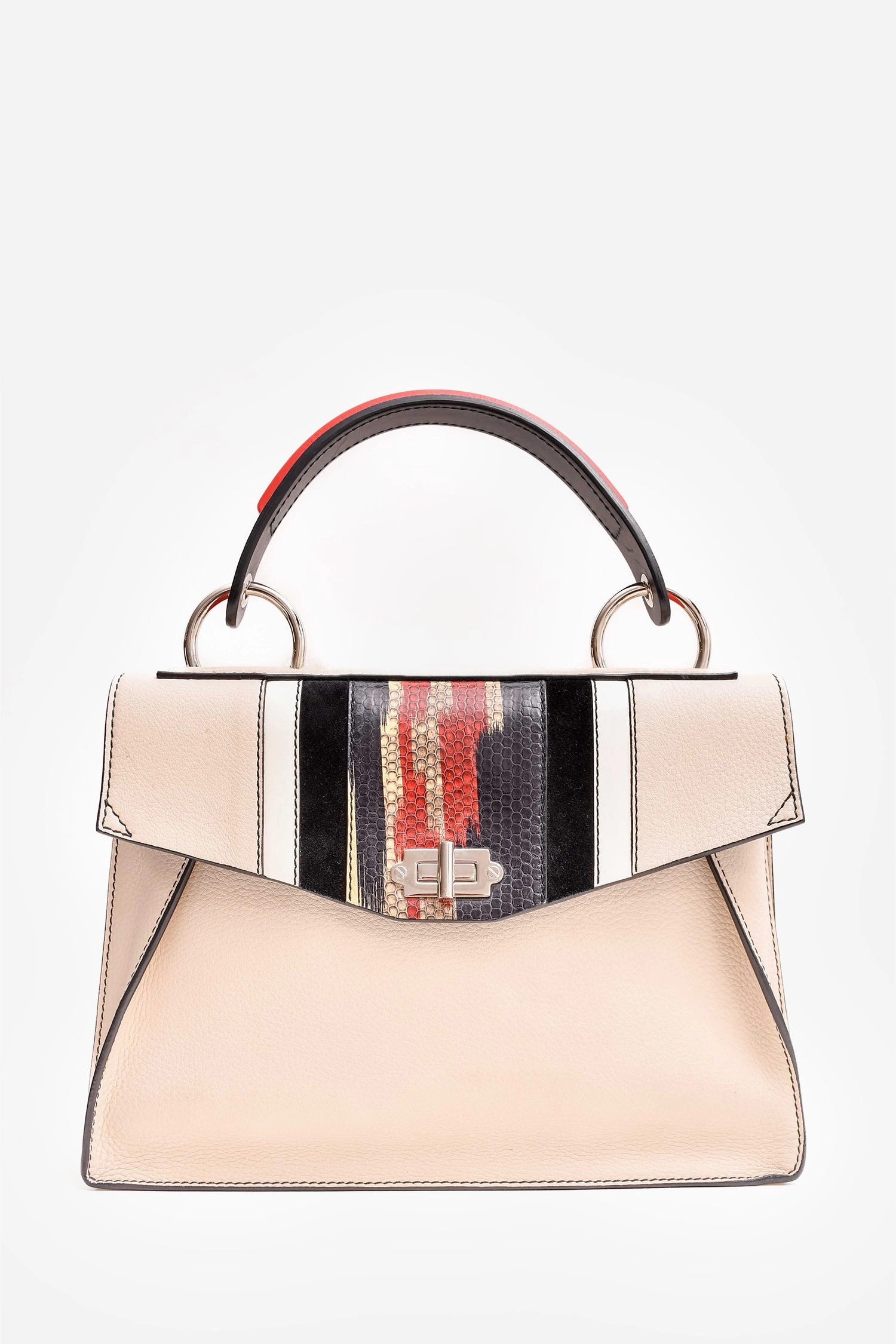 Proenza Beige Leather Snake Embossed Top Handle Bag