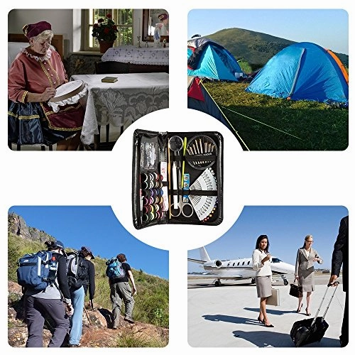 Qisiewell Sewing Kit Travel Emergency Mini Home Office Sewing Supplies Kit 90 Premium Portable