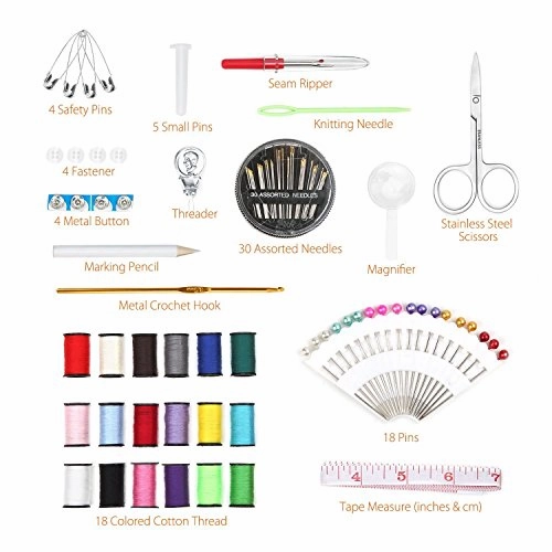 Qisiewell Sewing Kit Travel Emergency Mini Home Office Sewing Supplies Kit 90 Premium Portable