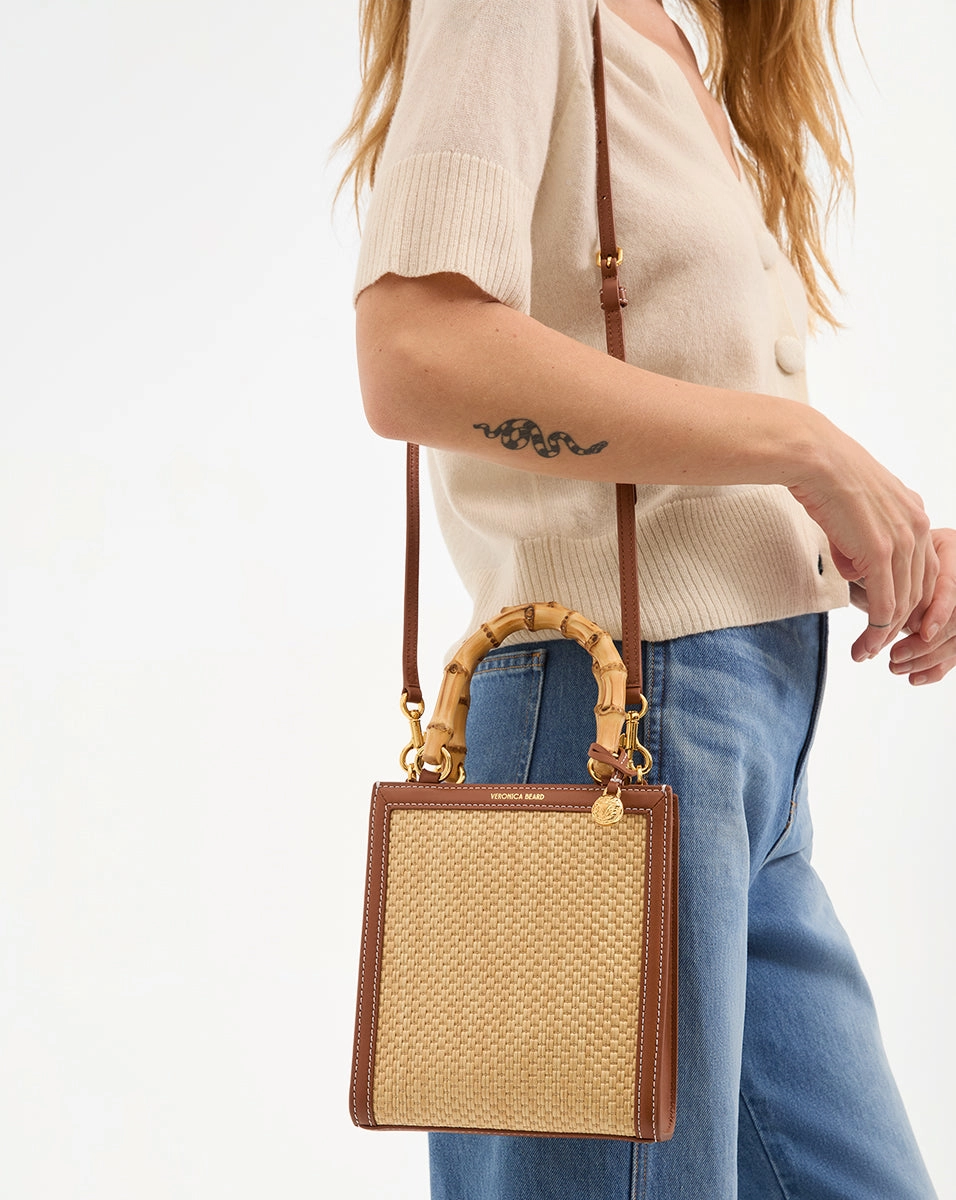Raffia Shopper Bag with Bamboo-Handle