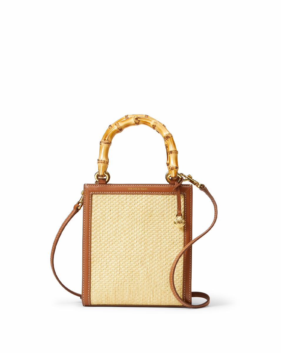 Raffia Shopper Bag with Bamboo-Handle