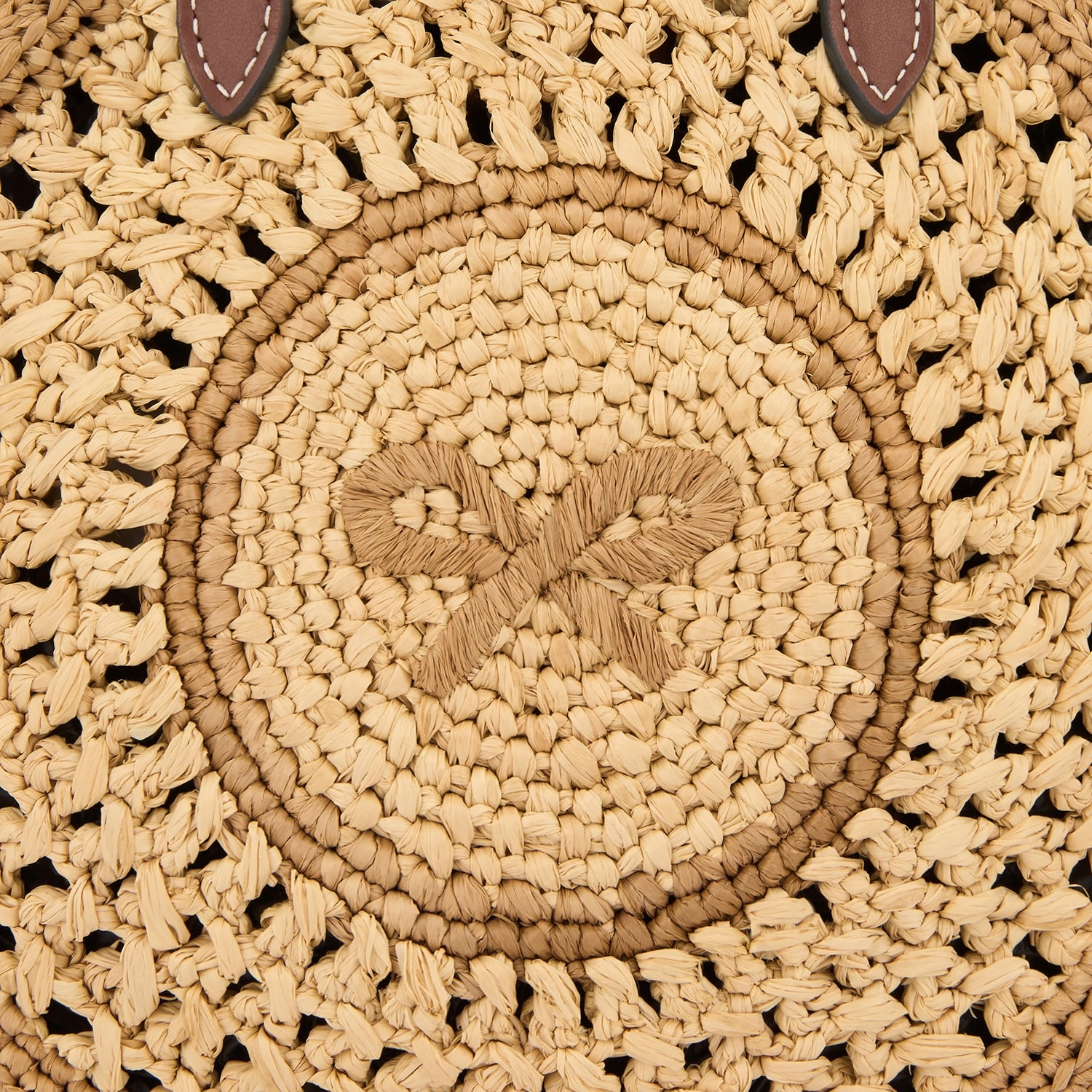 Raffia Small Round Bow Cross-body Tote