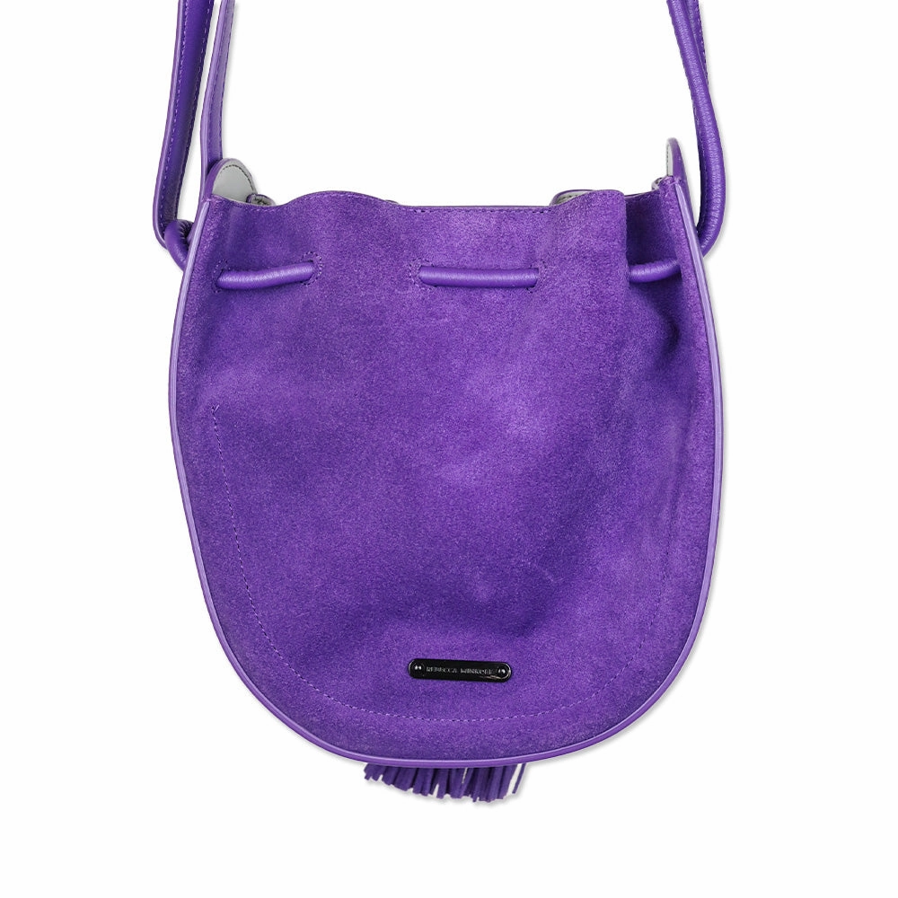 Rebecca Minkoff Lulu Purple Suede Tassel Drawstring Crossbody Bag