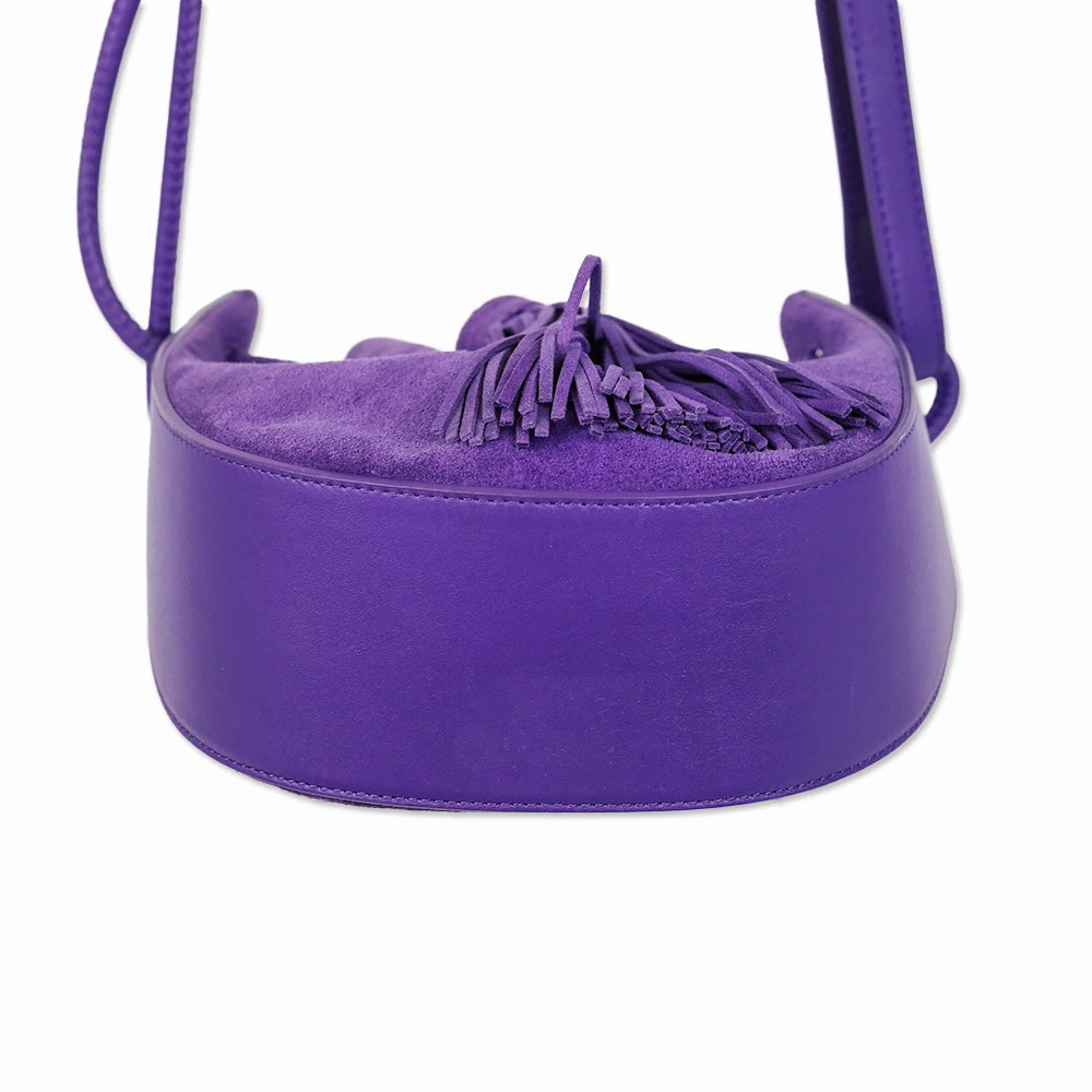 Rebecca Minkoff Lulu Purple Suede Tassel Drawstring Crossbody Bag