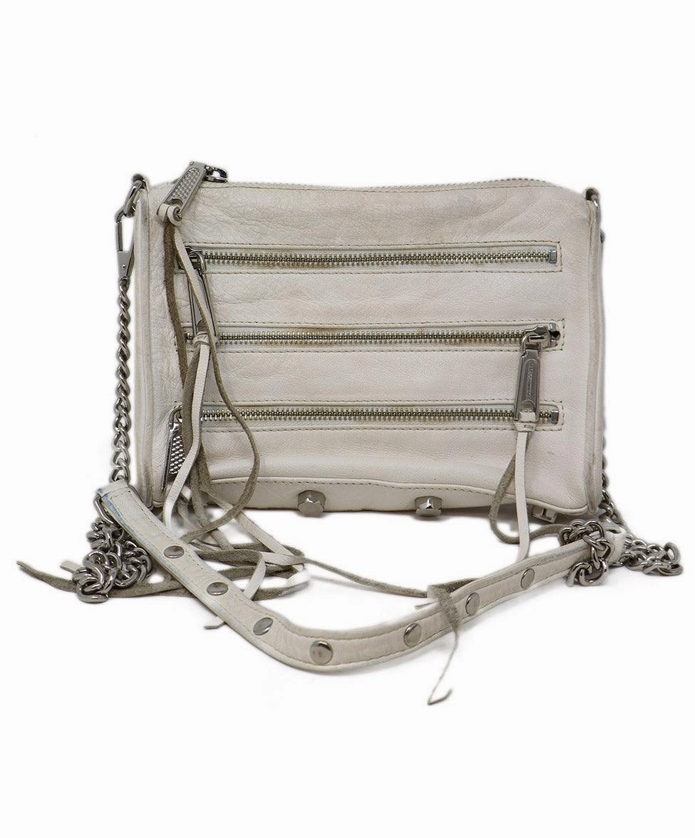 Rebecca Minkoff White Leather Fringe Crossbody