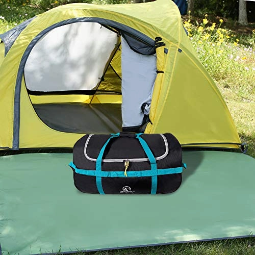 REDCAMP 85L Foldable Duffle Bag with Wheels 26", 1680D Oxford Collapsible Large Duffel Bag with Rollers for Camping Travel Gear, Black