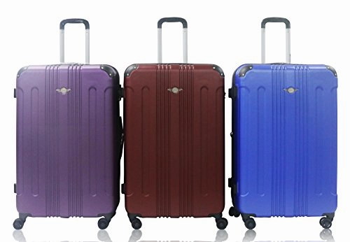 Rivolite New 3 Piece Expandable, Airplane Double Wheels, Size 20''26''29''(Purple)