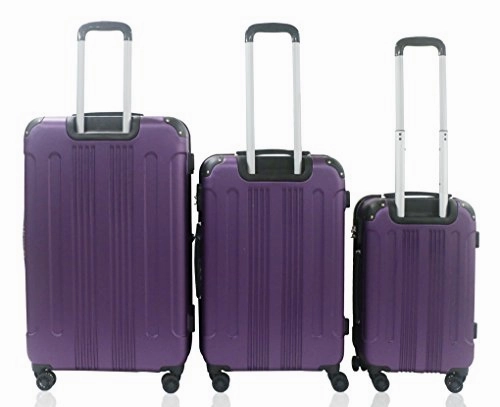 Rivolite New 3 Piece Expandable, Airplane Double Wheels, Size 20''26''29''(Purple)