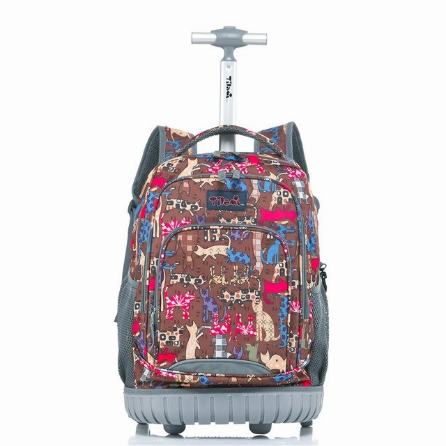 Rolling Backpack Children Trolley School Bags Laptop 18 Inch Multifunction Wheeled Bookbag Travel