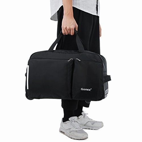 Rolling Duffel Bag, Water Repellent Wheeled Duffel Carry On Luggage 20inch Black