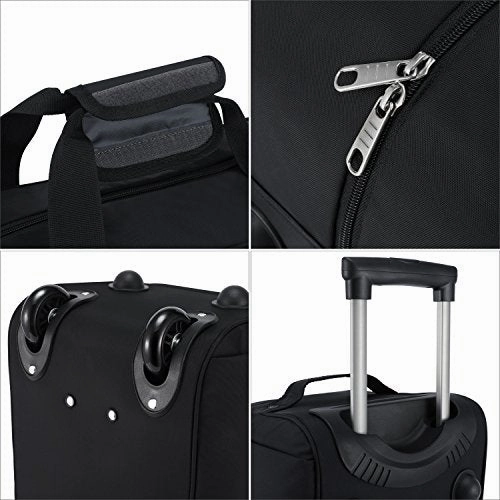 Rolling Duffel Bag, Water Repellent Wheeled Duffel Carry On Luggage 20inch Black