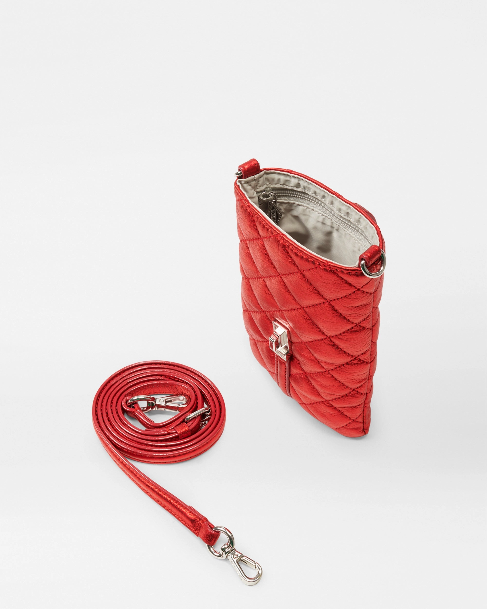 Ruby Metallic Leather Astor Phone Crossbody